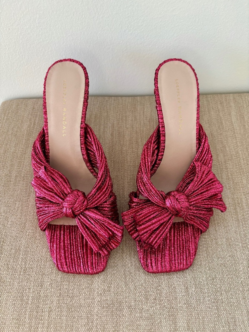 Loeffler Randall Claudia Fuchsia Pleated Mule Sandal | Size 8.5